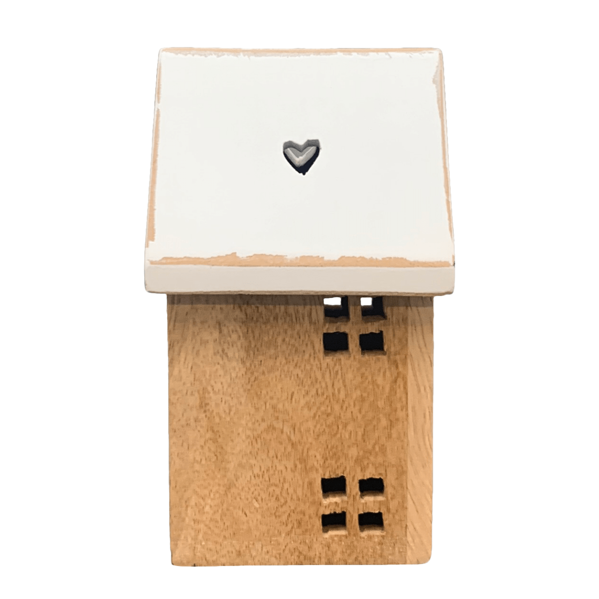 Déco Noël Maison en Bois Loylyne naturel et blanc H15cm