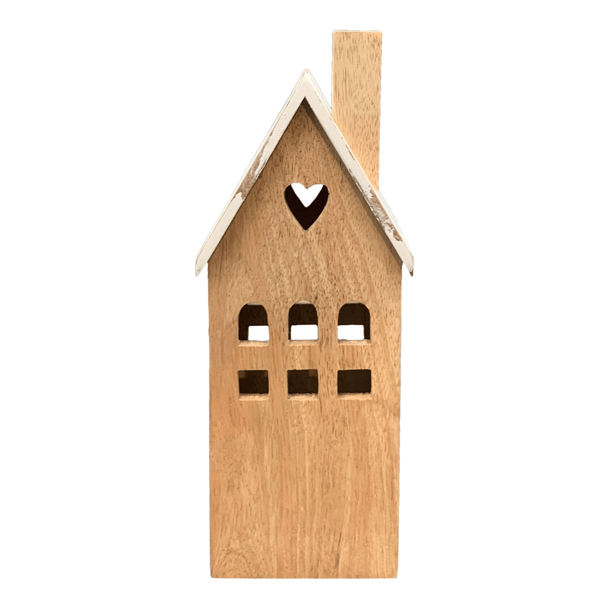 Déco Noël Maison en Bois Loylyne naturel et blanc H23cm