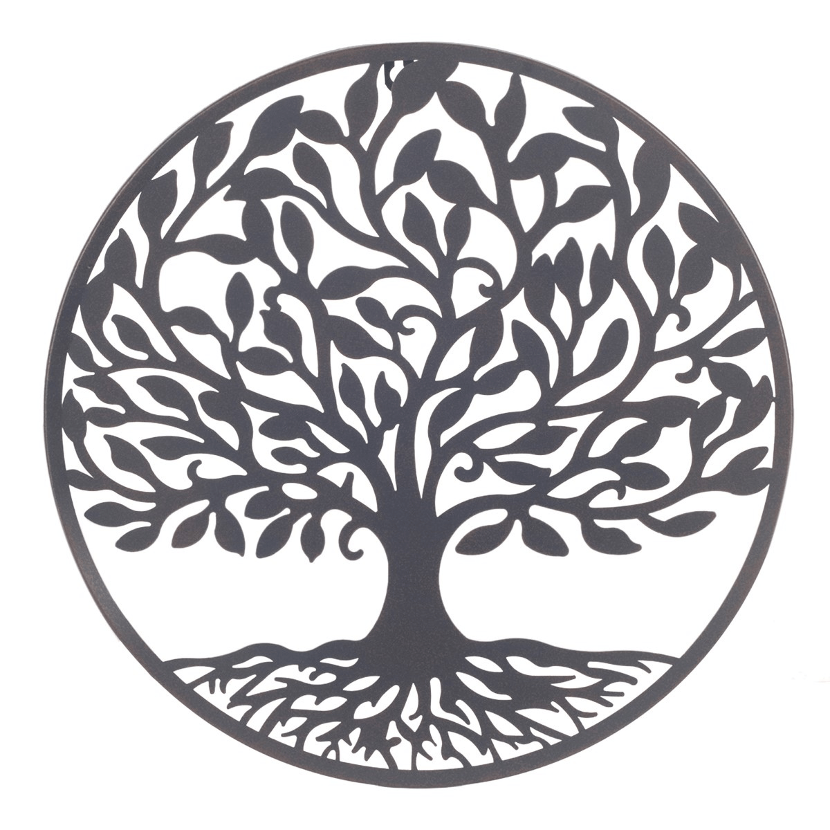 Déco murale ronde métal Kenasta Arbre de Vie Noir D40cm