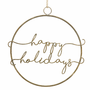 Décoration murale métal Happy Holidays doré