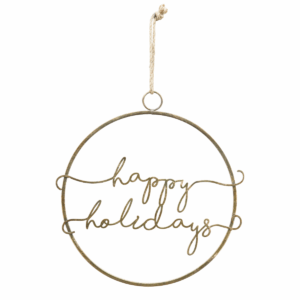 Décoration murale métal Happy Holidays doré