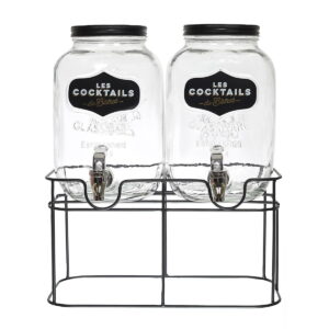 Double fontaine à boisson Bistrot en verre Bispato sur pieds 2x4L