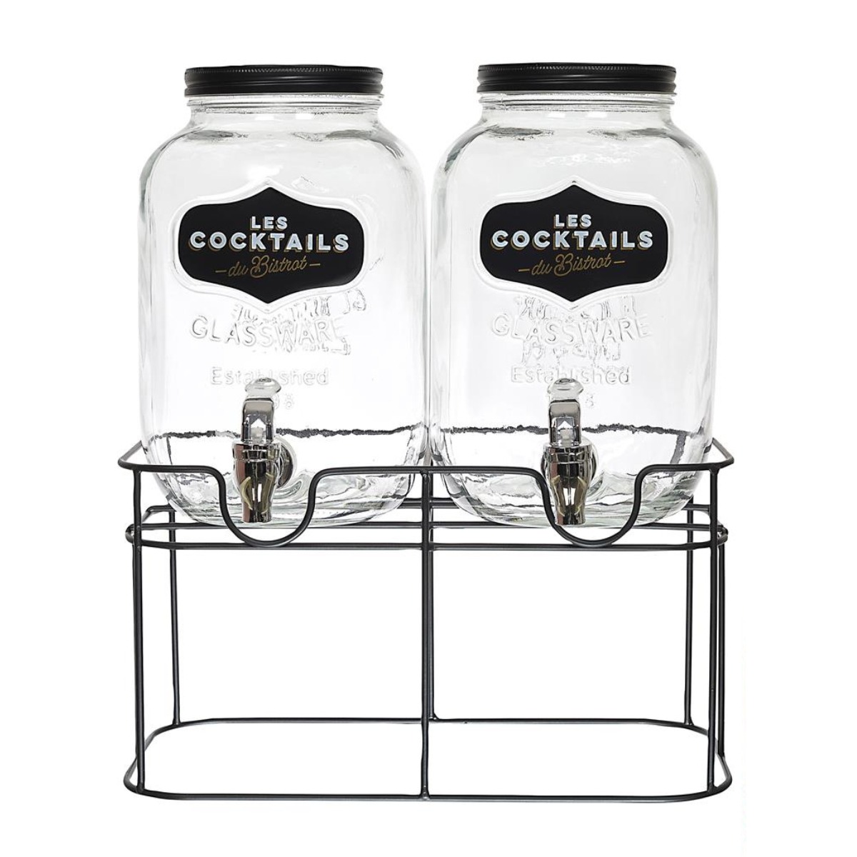 Double fontaine à boisson Bistrot en verre Bispato sur pieds 2x4L