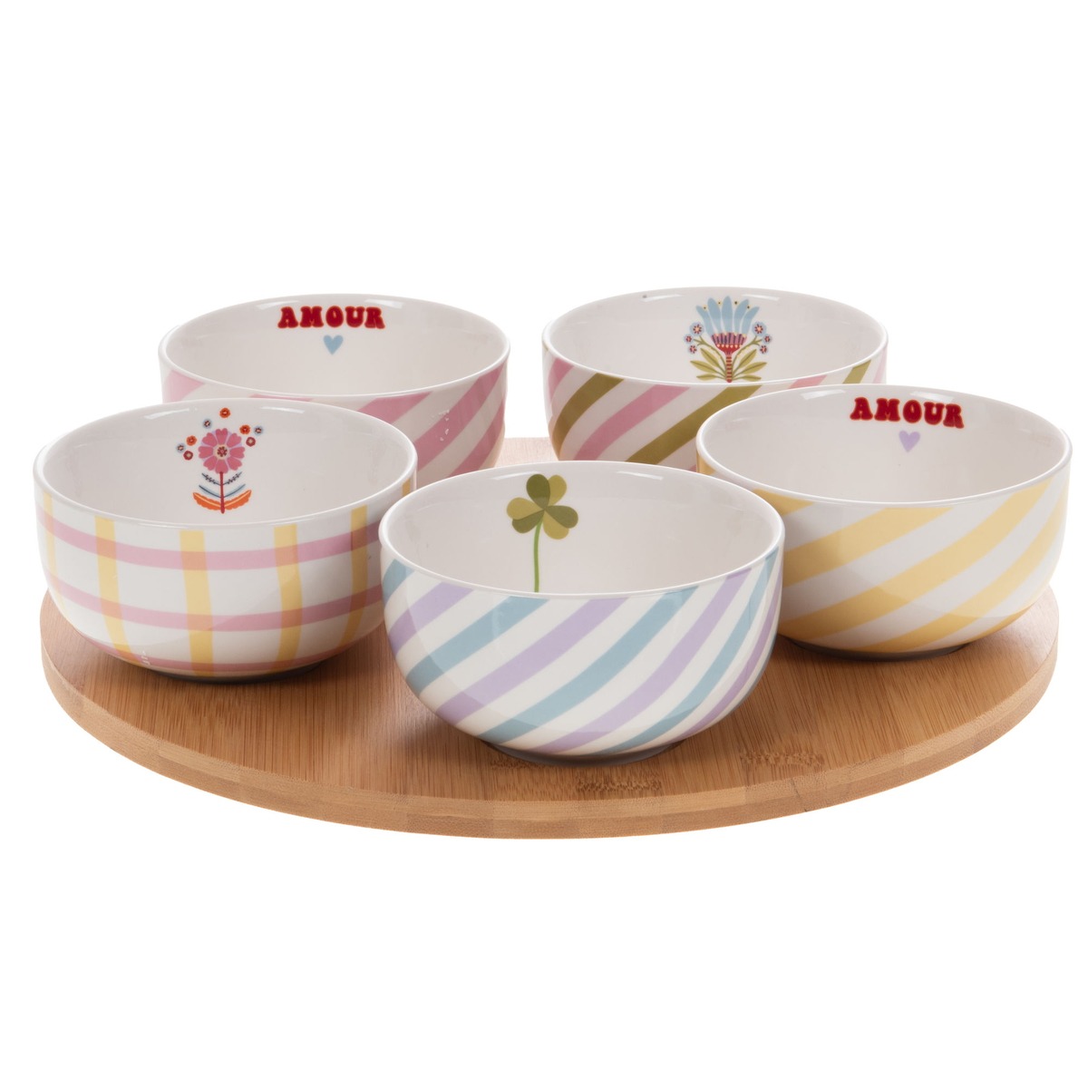 Ensemble Apéritif Seventies Plat avec 5 bols