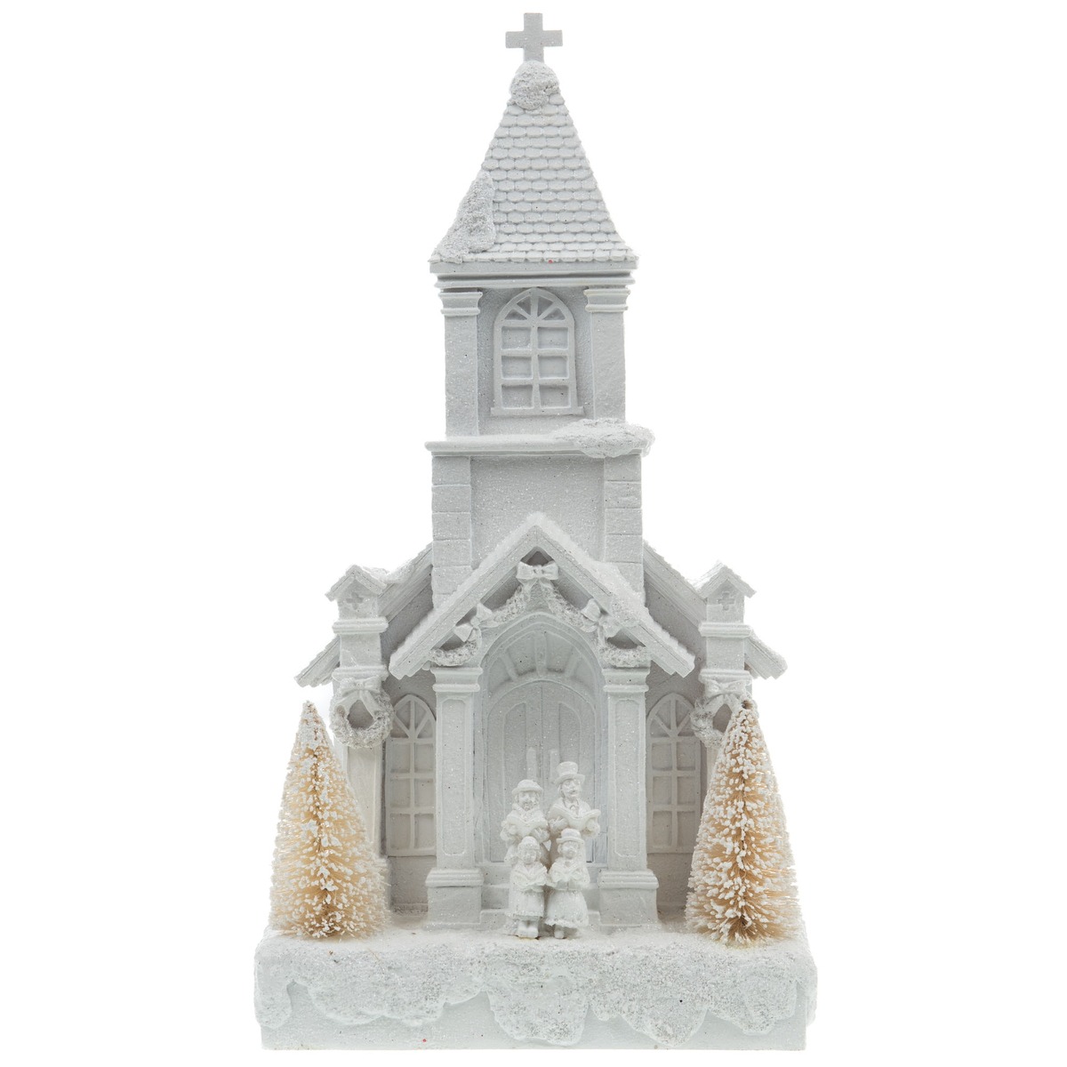 Figurine église de Noël avec choristes Cleronta H36cm