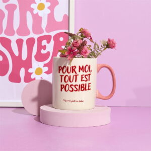 Mug XXL Girl Power Jessica Blanc et Rose 70CL