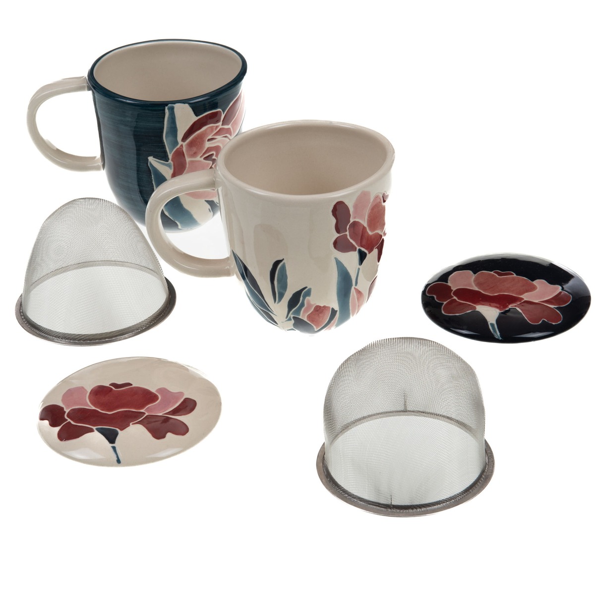 Mug en grès et Filtre fleurs Anilisane 320ml