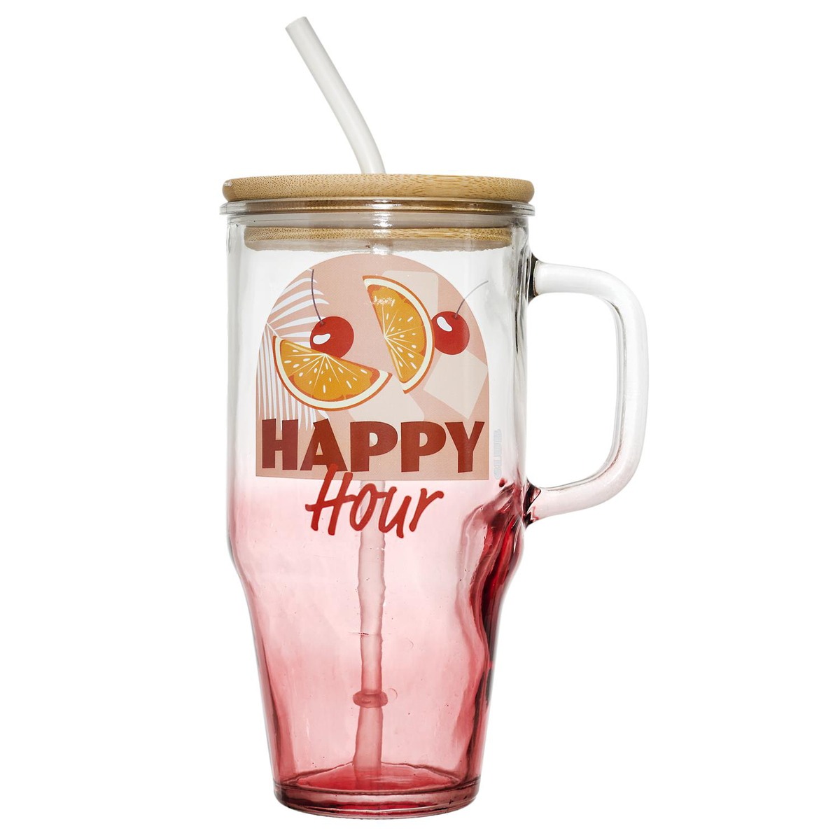 Mug en verre paille Miami 65CL - Happy Hour
