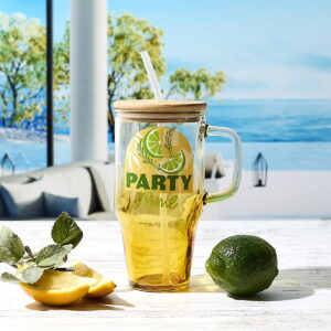 Mug en verre paille Miami 65CL – Party Time