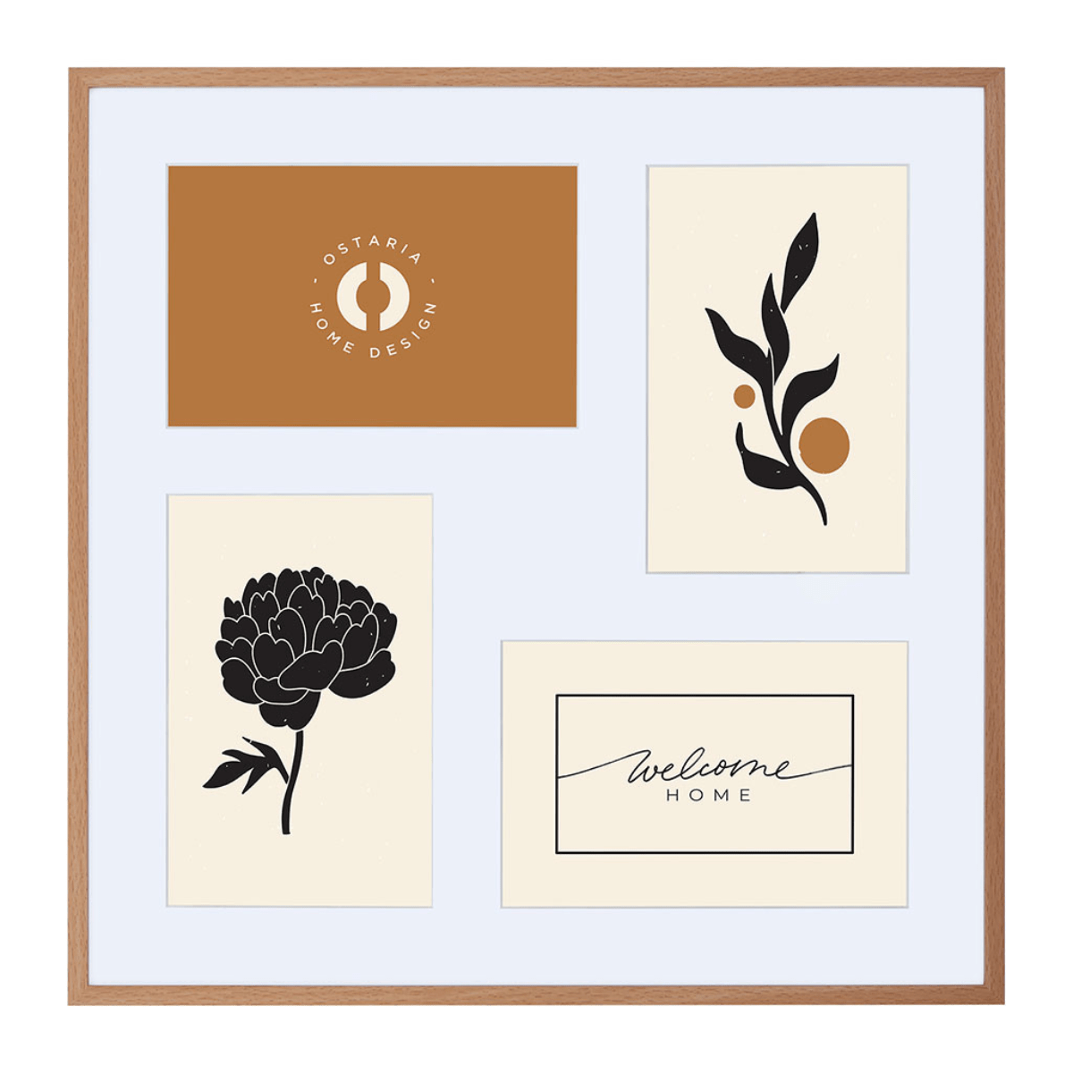 Pêle-mêle 4 photos Exbratas effet bois 32x32cm