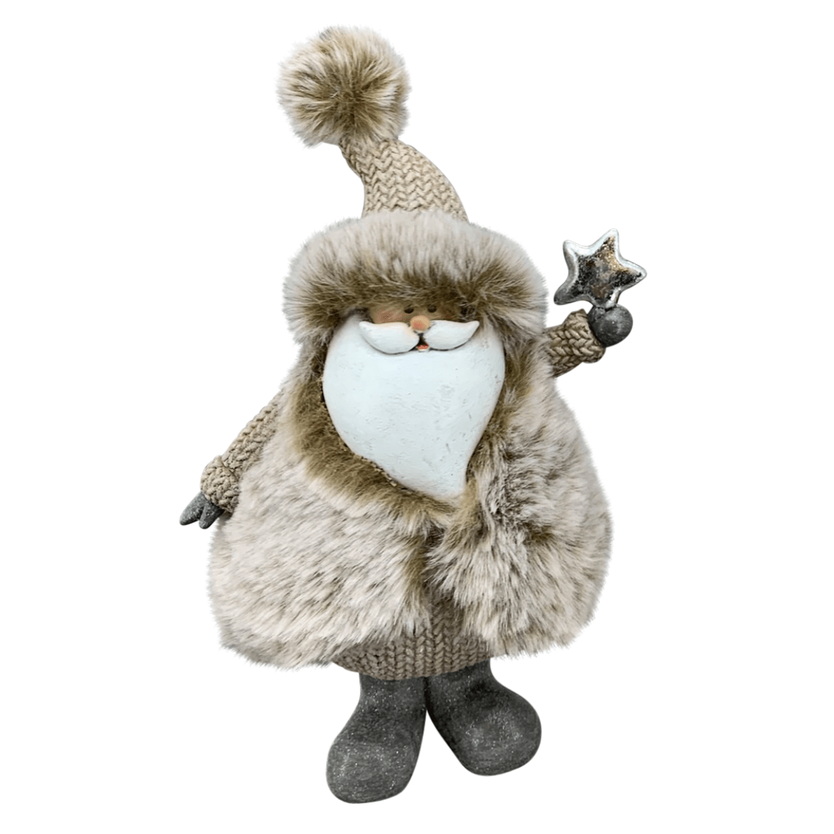 Père Noël fausse Fourrure Kopparnask Etoile H19cm