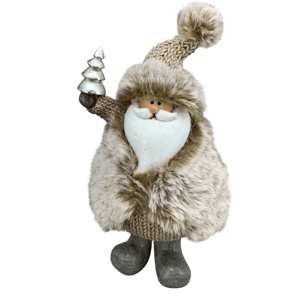 Père Noël fausse Fourrure Kopparnask Sapin H19cm