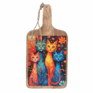 Planche à découper bois Chat Chulik 36x17cm