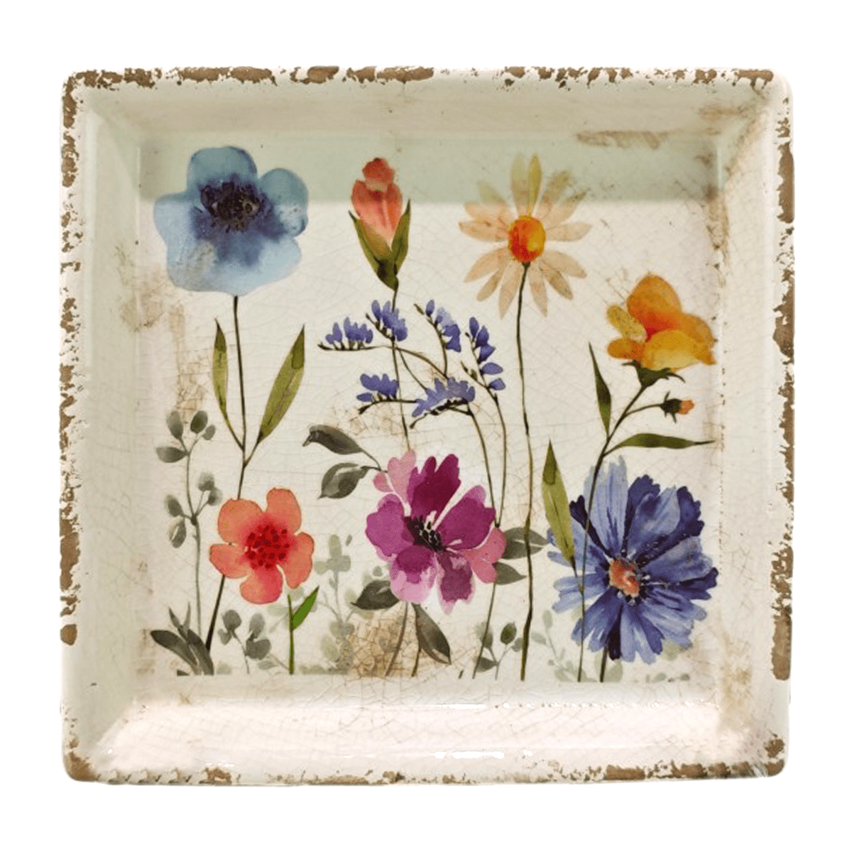 Plat carré Rubikiai Fleurs 22x22cm