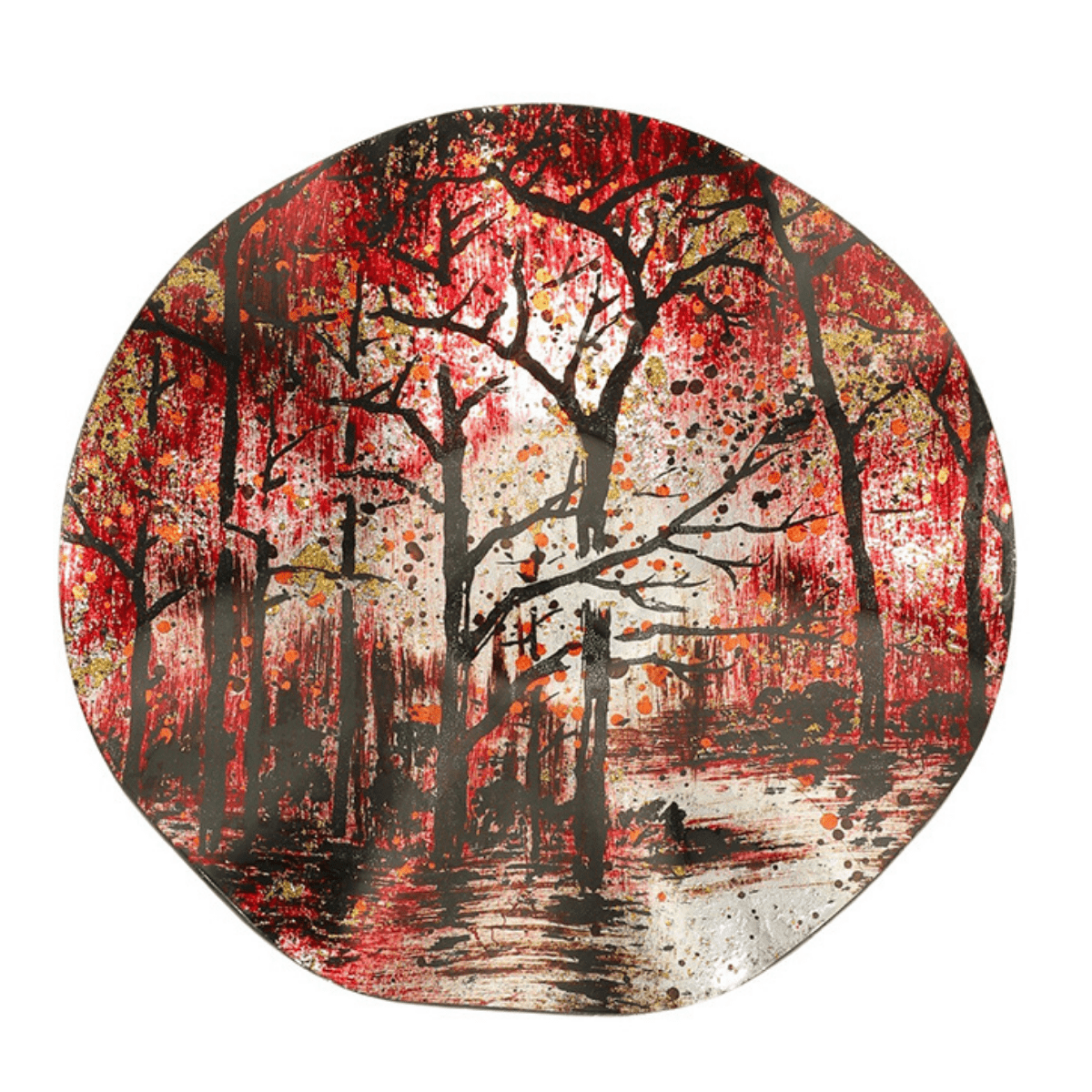 Plat rond verre Chauzon Balade en Forêt D25cm
