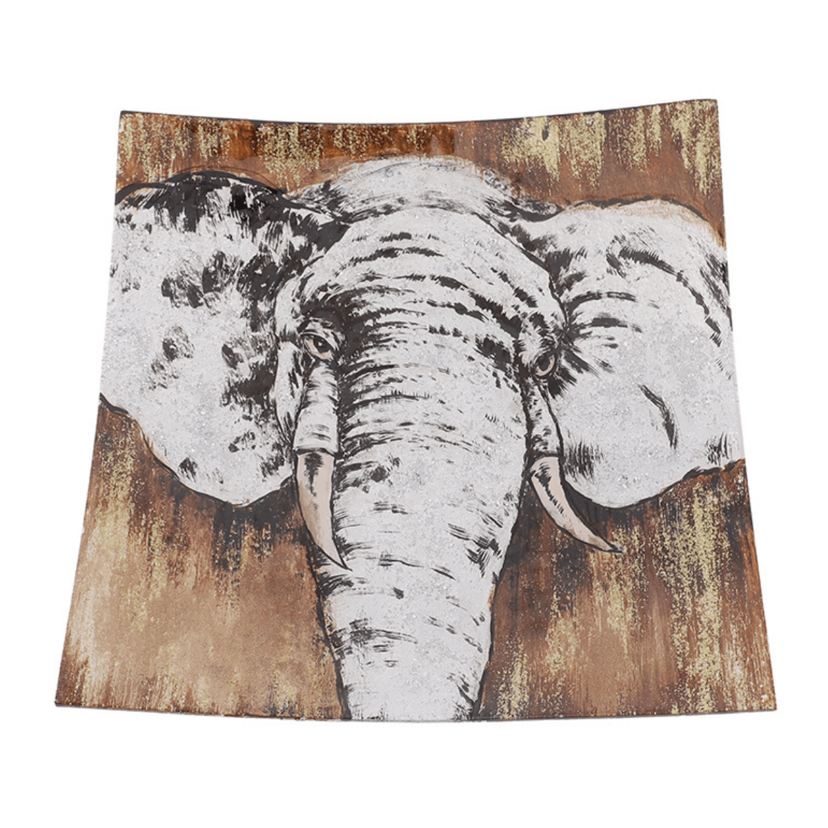 Plat verre carré Ramuncho Éléphant 29x29cm