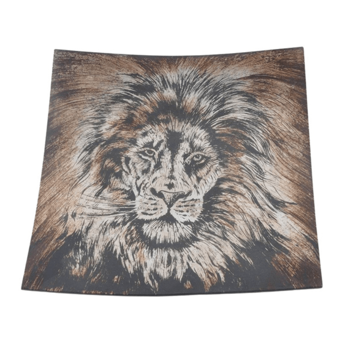 Plat verre carré Ramuncho Lion 29x29cm