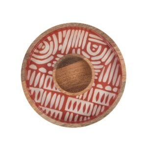 Plateau apéro rond bois manguier Badelo Rouge D25cm