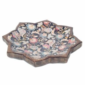 Plateau bois manguier Etoile Gaki Noir et Multicolore