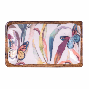 Plateau bois manguier Papillon Lisana 18x12cm