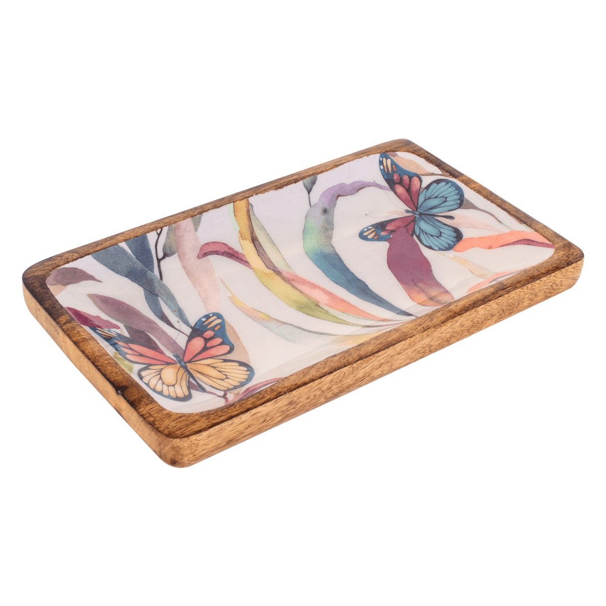 Plateau bois manguier Papillon Lisana 18x12cm
