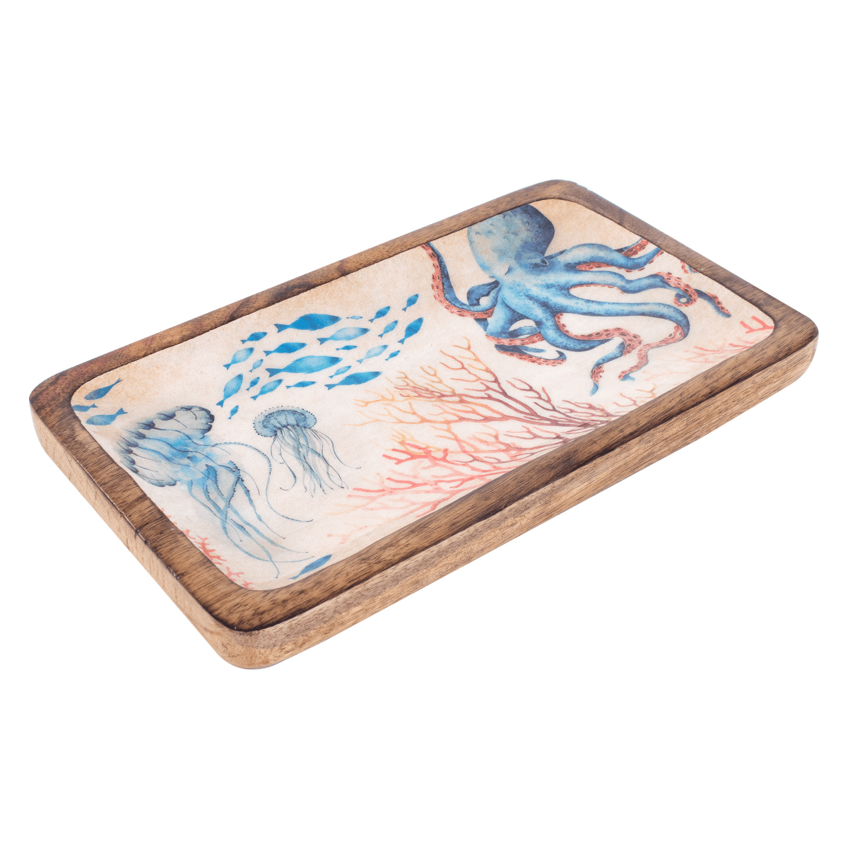 Plateau bois manguier Vie sous-marine Nusapida 26cm