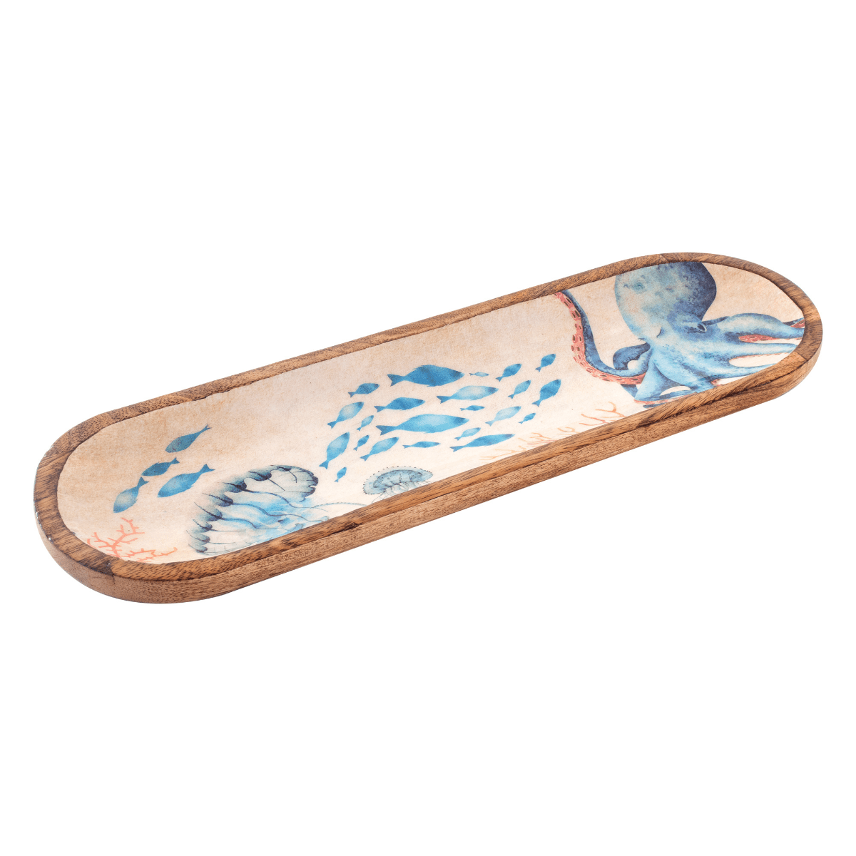 Plateau bois manguier Vie sous-marine Nusapida 45cm