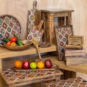 Plateau bois manguier rectangulaire Glaris Multicolore