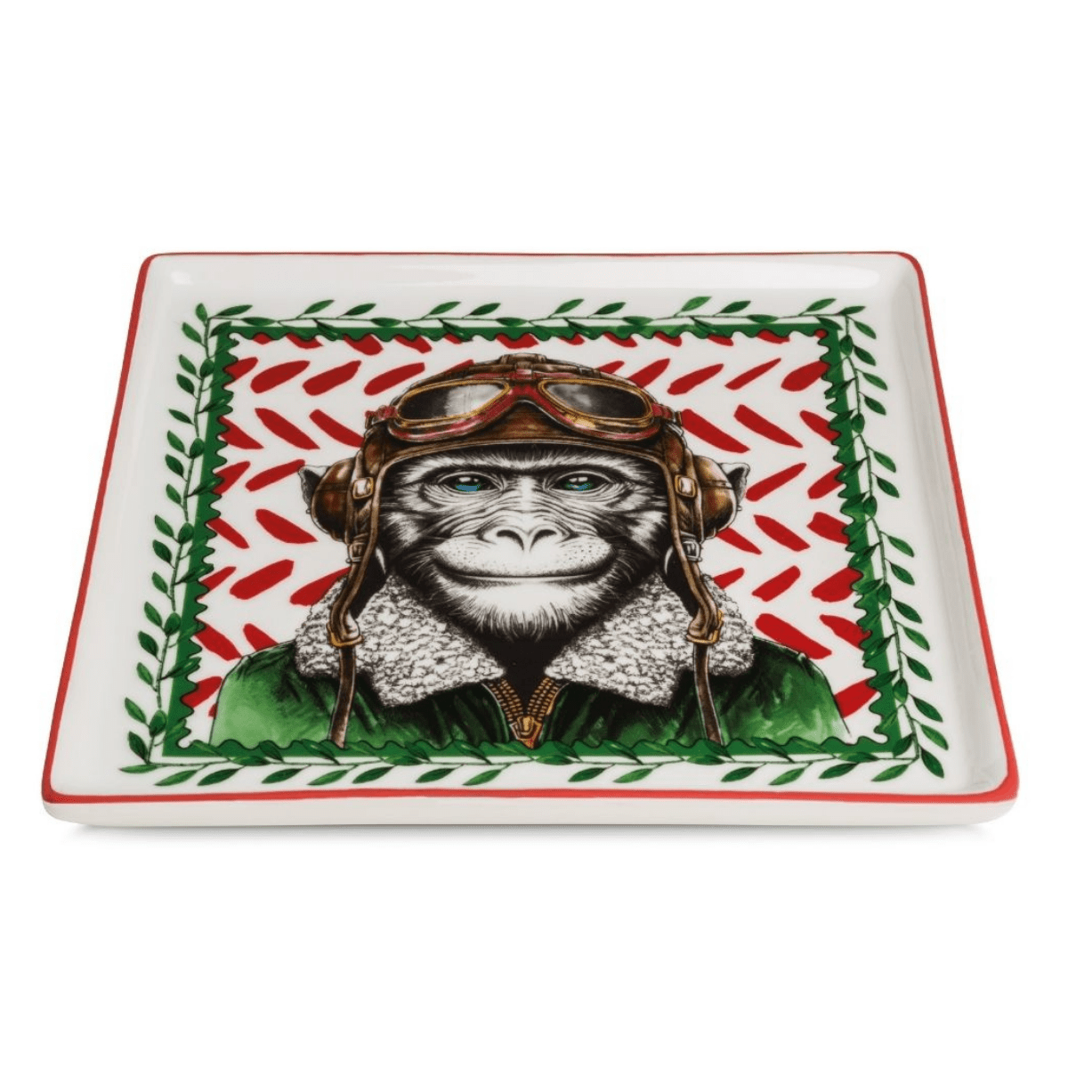 Plateau carré porcelaine Volker Mr Singe 19x19cm