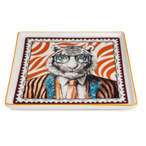 Plateau carré porcelaine Volker Mr Tigre 19x19cm