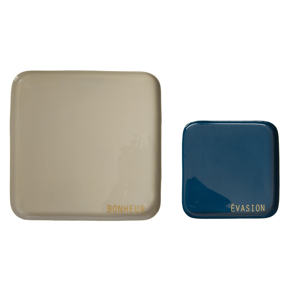 Plateau métal design Bomilis Bonheur Beige et Evasion Bleu