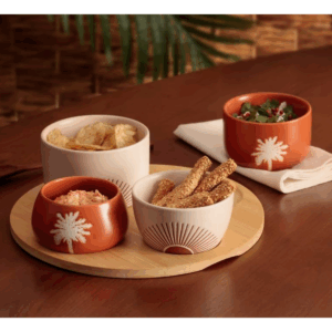 Set Apéritif Luzalaro 4 bols et plateau bois