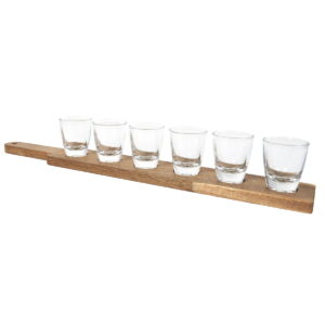 Set Shooter Rackomis 6 verres sur planche acacia