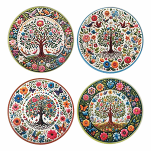 Set de 4 Dessous de Verre Arbre de Vie Milos D11cm