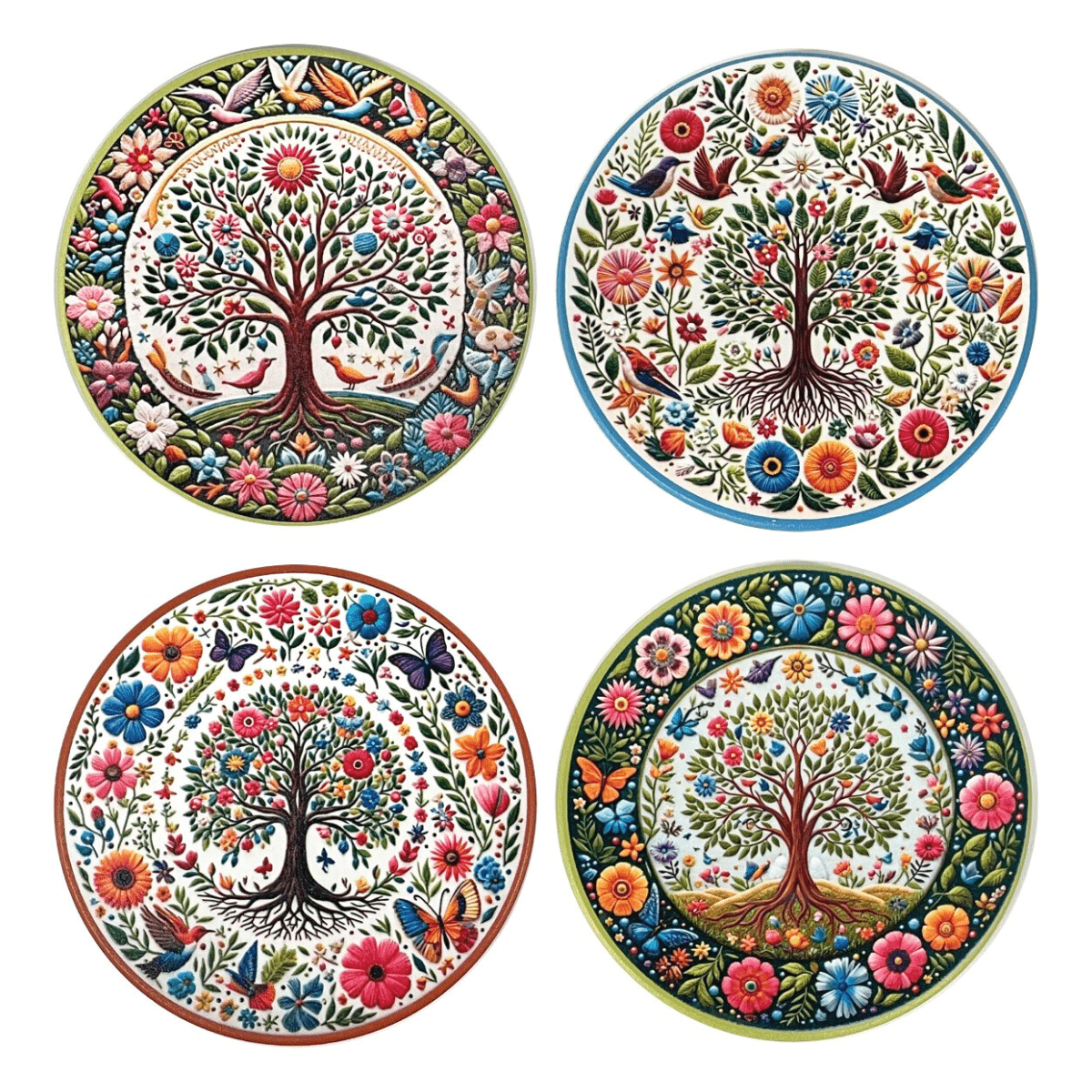 Set de 4 Dessous de Verre Arbre de Vie Milos D11cm