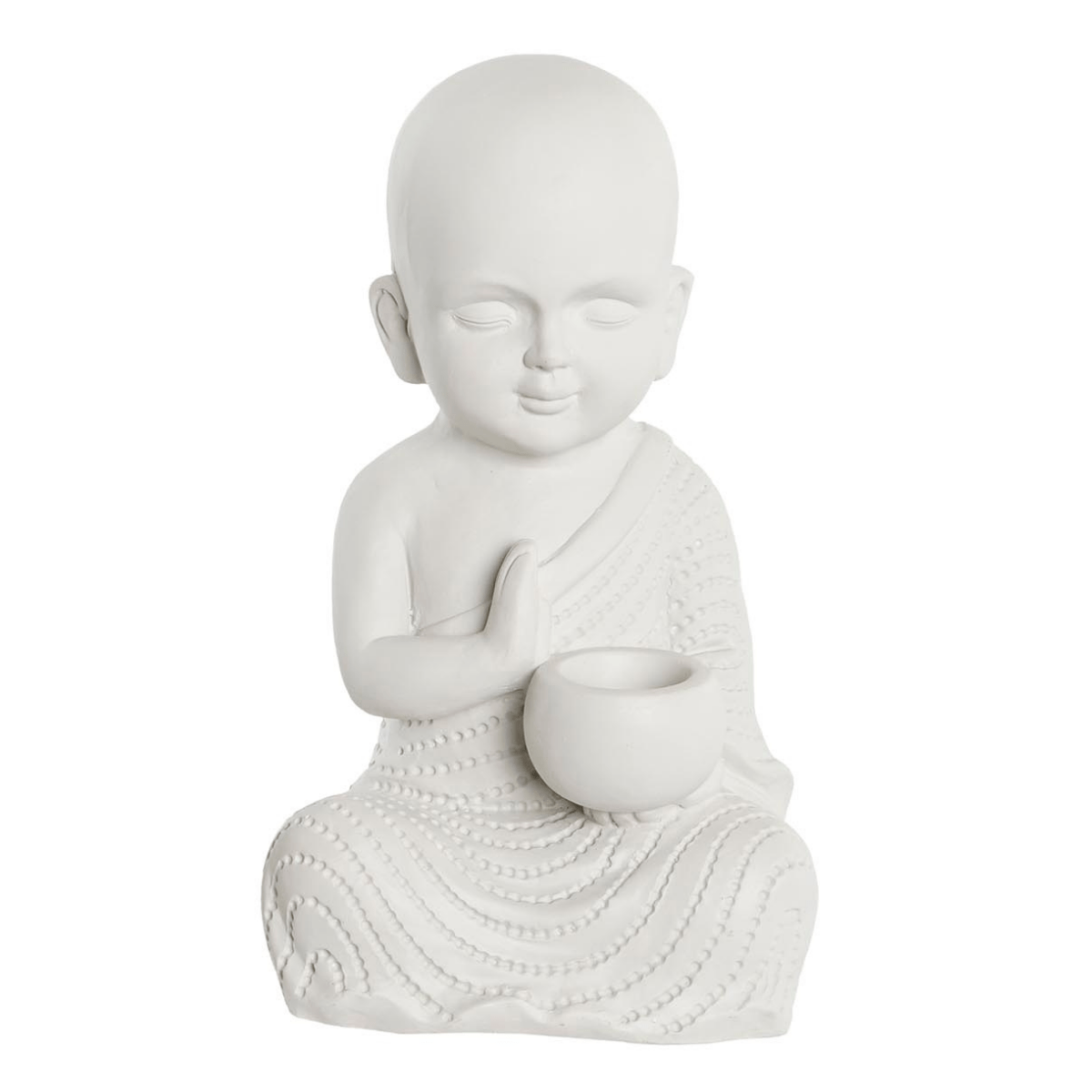 Statue Bouddha assis avec bol Blanc Singapere H39cm