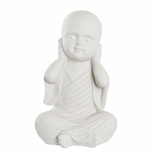 Statue Bouddha de la Sagesse assis Blanc Siempere H39cm