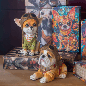 Statue Chien aviateur Baraskos – Bouledogue