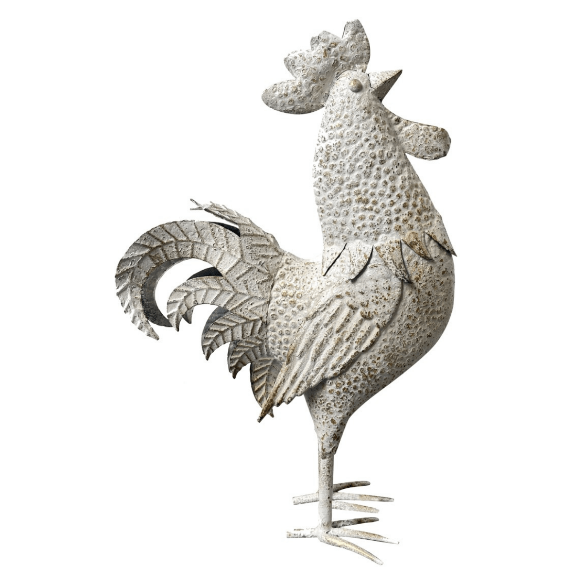 Statue Coq métal Oublino blanc H51cm