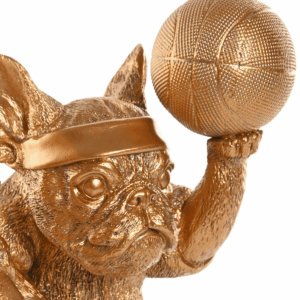 Statue Vouziliane Bulldog sportif Basket doré H27cm