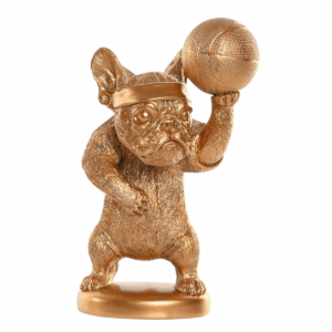Statue Vouziliane Bulldog sportif Basket doré H27cm