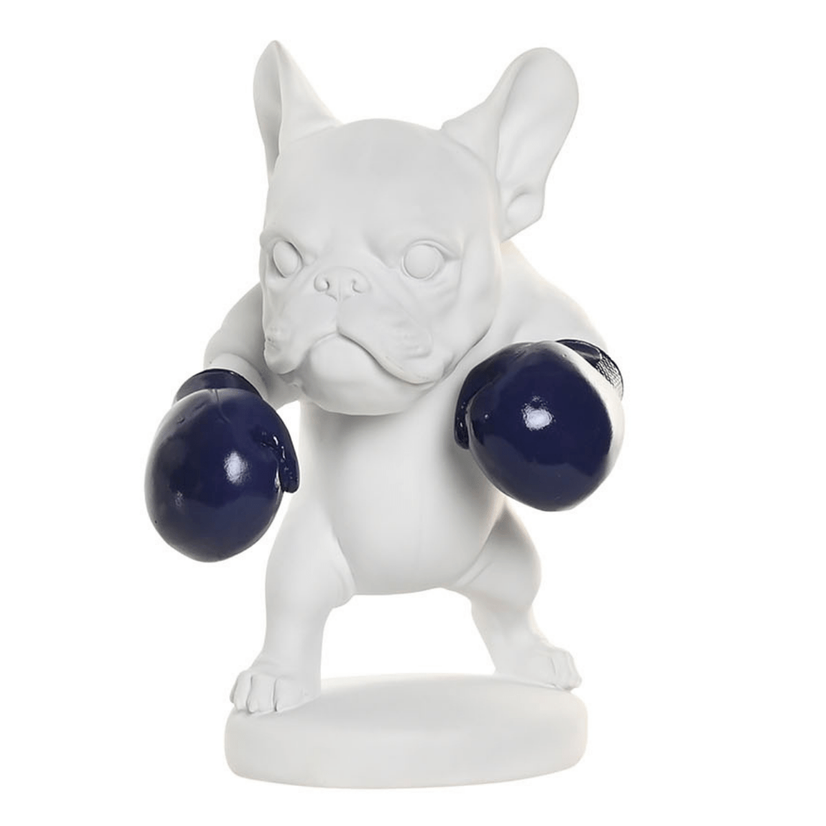 Statue Wataka Bulldog sportif Boxeur Blanc et Bleu