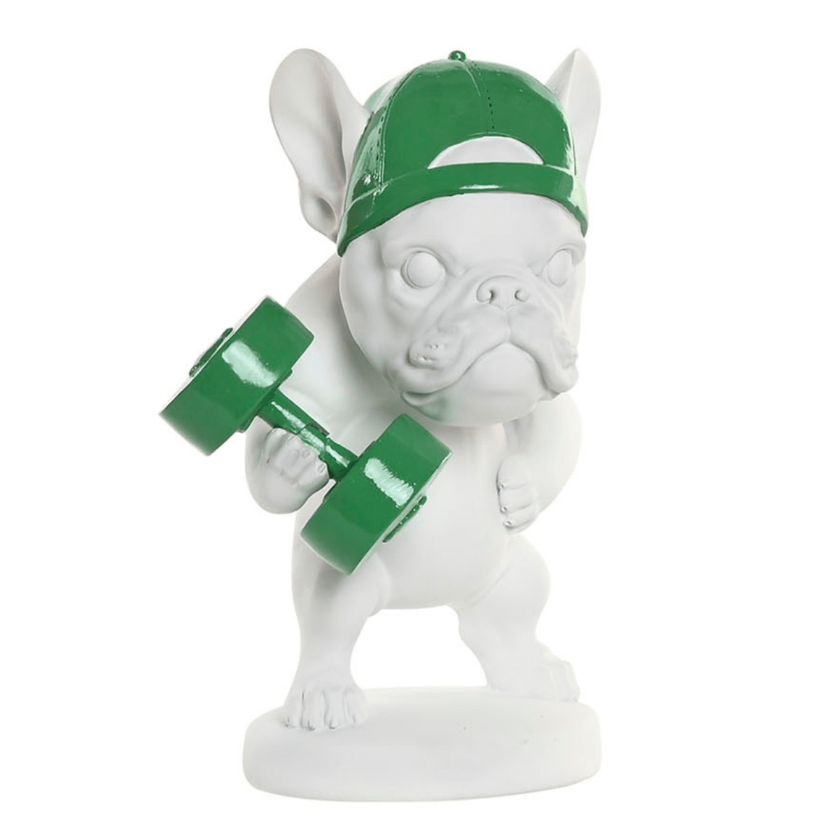 Statue Wataka Bulldog sportif Musculation Blanc et Vert