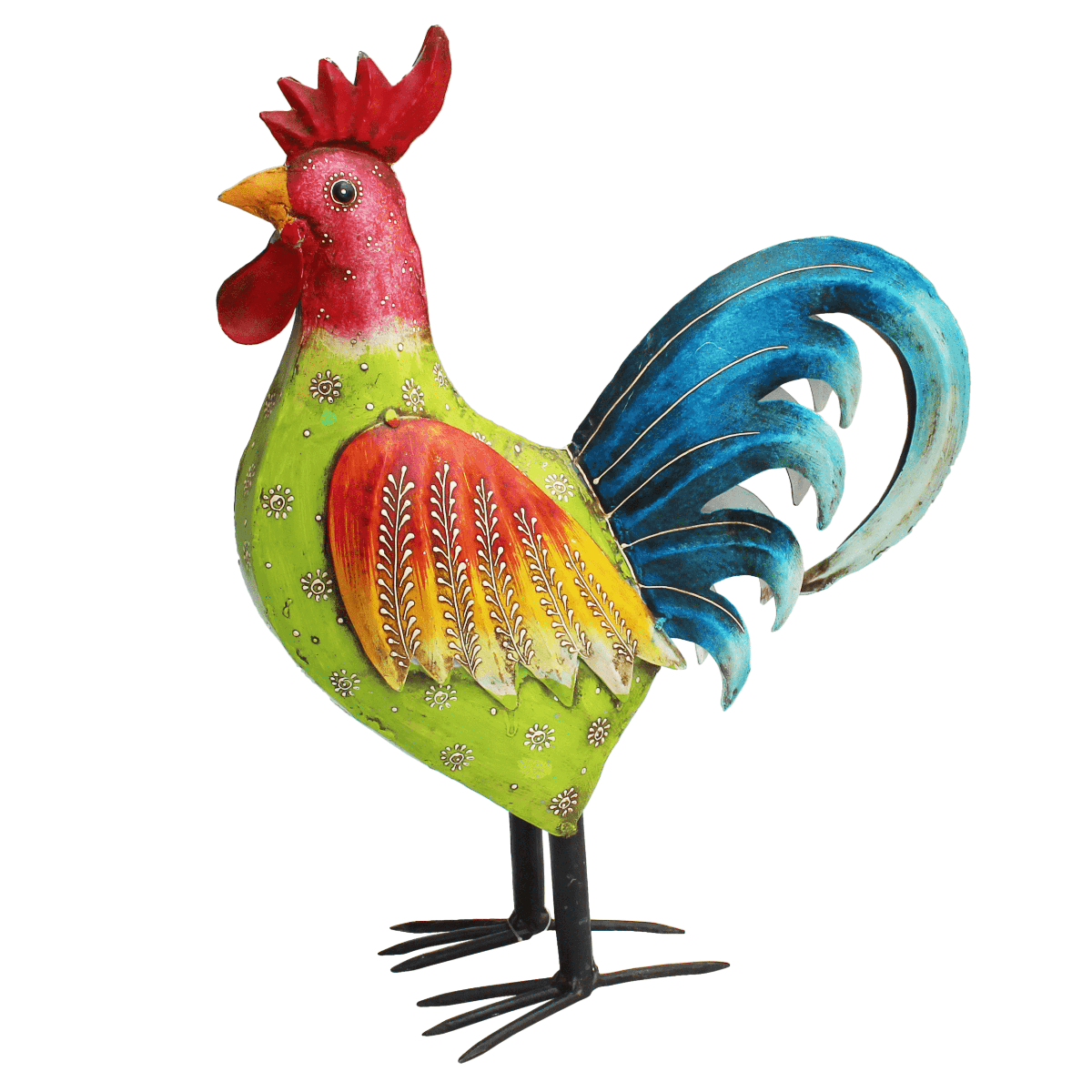 Statue métal Coq Gabin Multicolore H45cm