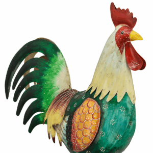 Statue métal Coq Michel Multicolore H65cm