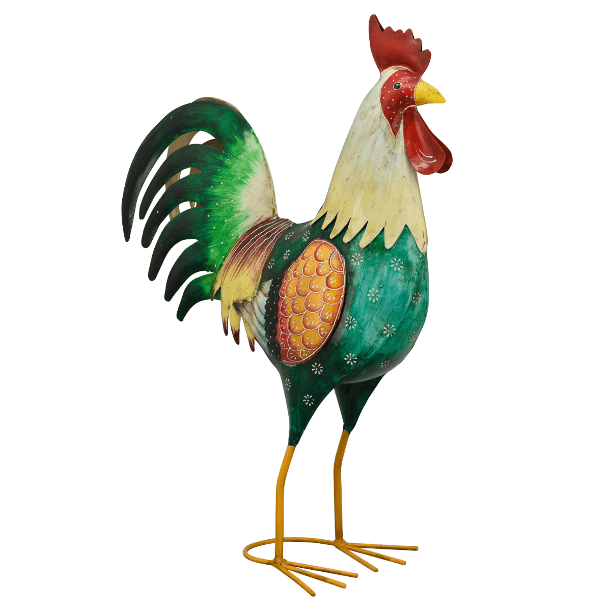 Statue métal Coq Michel Multicolore H65cm