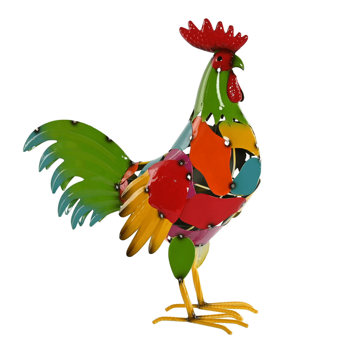 Statue métal Coq Multicolore Okianos H45cm