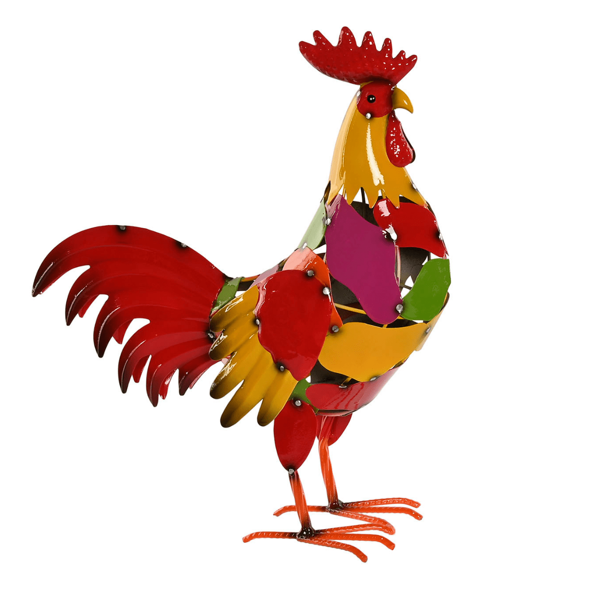 Statue métal Coq Multicolore Pouminos H45cm
