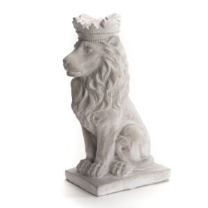 Statue pierre Lion couronne Girkano H36cm
