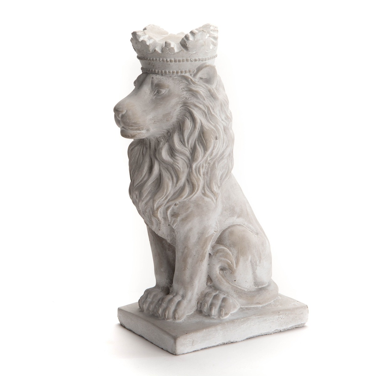 Statue pierre Lion couronne Girkano H36cm